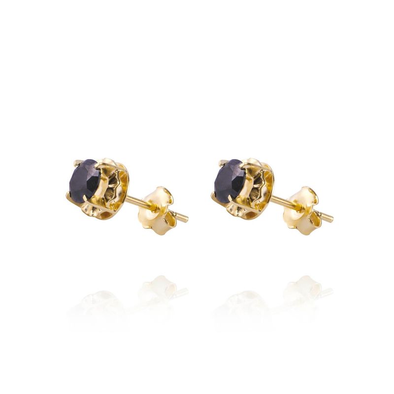 JB JOYAS BARON - Aros de Oro 18kt Chatón de Onix Circonita 5mm