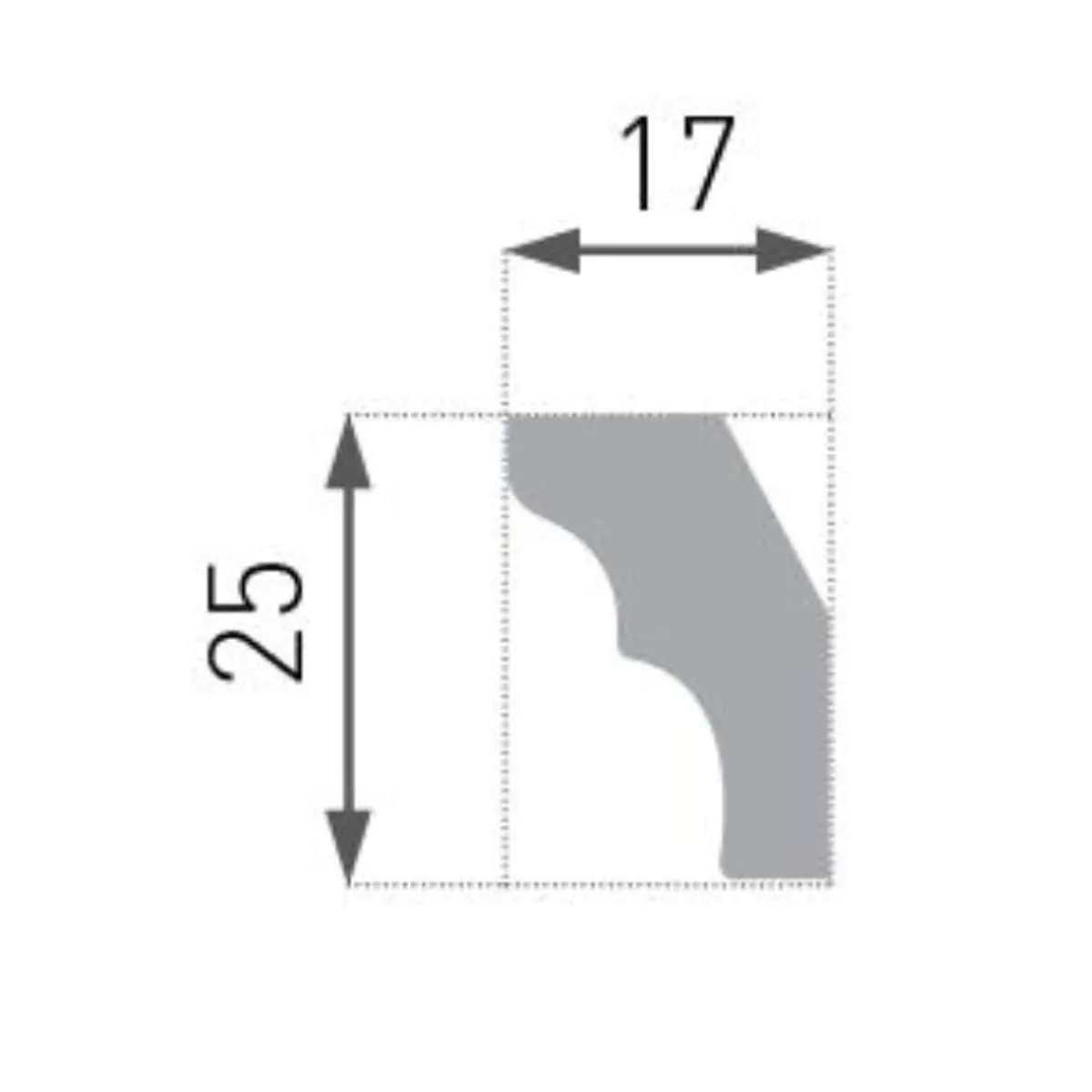 MARBET DESIGN - Moldura Cornisa E2 Ps 25x17mm x 2mts Caja 200unds
