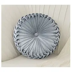 GENERICO - Cojín Redondo Terciopelo Velvet Gris Boho Chic 35 Cm