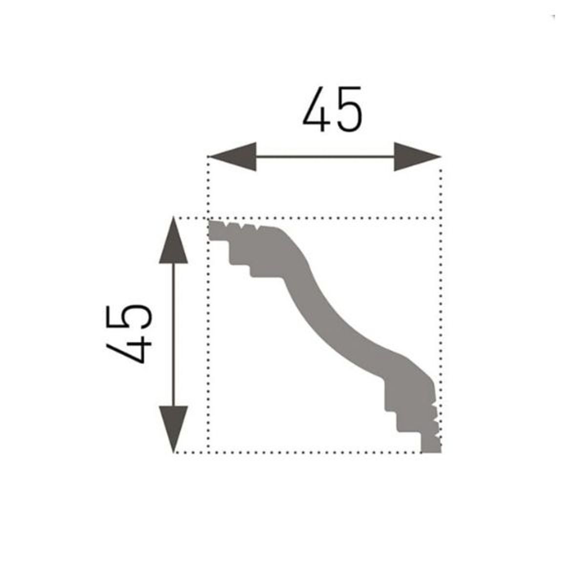MARBET DESIGN - Moldura Cornisa E40 Ps 45x45mm x 2mts Caja 85unds