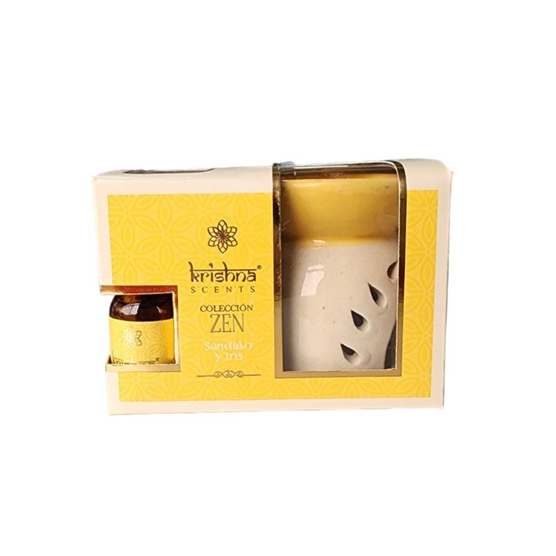 GENERICO - Difusor Krishna, con Esencia Sandalo e Iris, 2 tea light