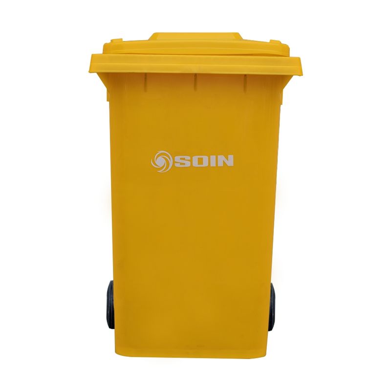 GENERICO - CONTENEDOR DE RESIDUOS PLASTICO CON RUEDAS AMARILLO 360 LTS.