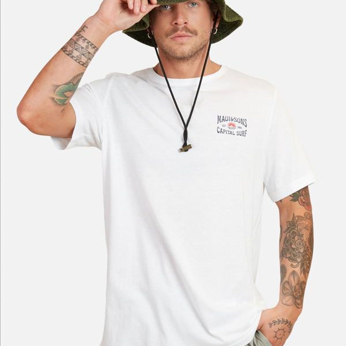MAUI AND SONS - Polera Capital Surf Hombre Blanco Maui And Sons