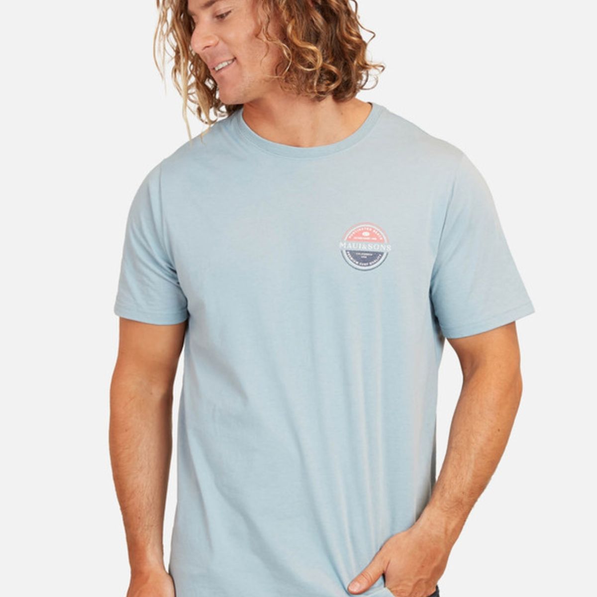 MAUI AND SONS - Polera Premium Surf Ss Tee Hombre Gris Maui And Sons