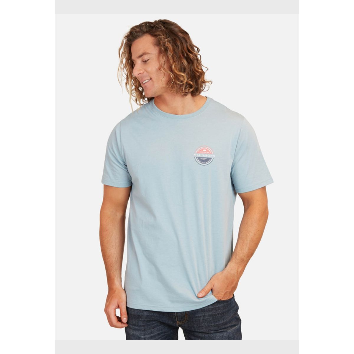 MAUI AND SONS - Polera Premium Surf Ss Tee Hombre Gris Maui And Sons
