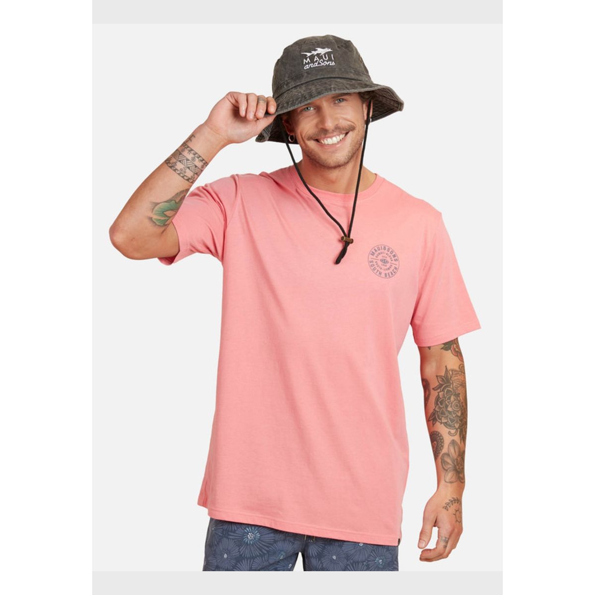 MAUI AND SONS - Polera Maui Surf Trip Ss Tee Hombre Rosado Maui And Sons