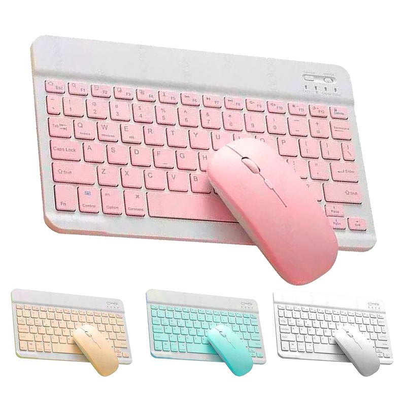 GENERICO - Kit Teclado Y Mouse Slim Pastel Bt Windows Apple Android