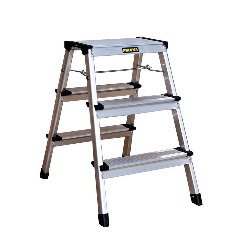 MAGNA - TABURETE PLEGABLE 3 PELDAÑOS ALUMINIO 150 KG. MAGNA
