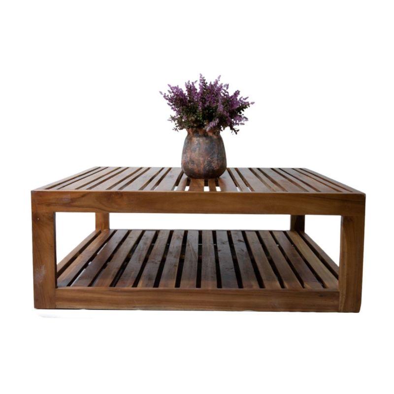 NECTAR - Mesa de centro madera de teca 96 x 96 x 36 cm