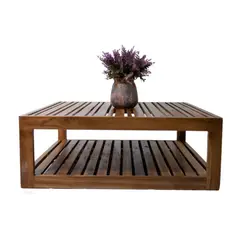 NECTAR - Mesa de centro madera de teca 96 x 96 x 36 cm