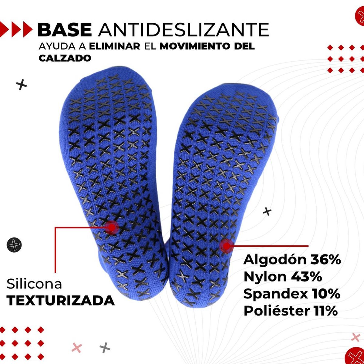 FITNICS - Medias Futbol Niños Antideslizantes Set 2 + Pantorrillera - Azul