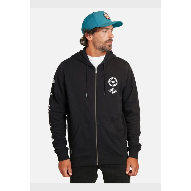 RIP CURL - Poleron Fullzipper Rebounder  Negro Hombre Ripcurl