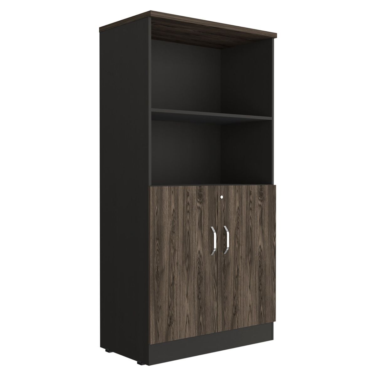 FMFURNITURE - Biblioteca - Negro Soft y Coñac 161.4x80x45.2 cm