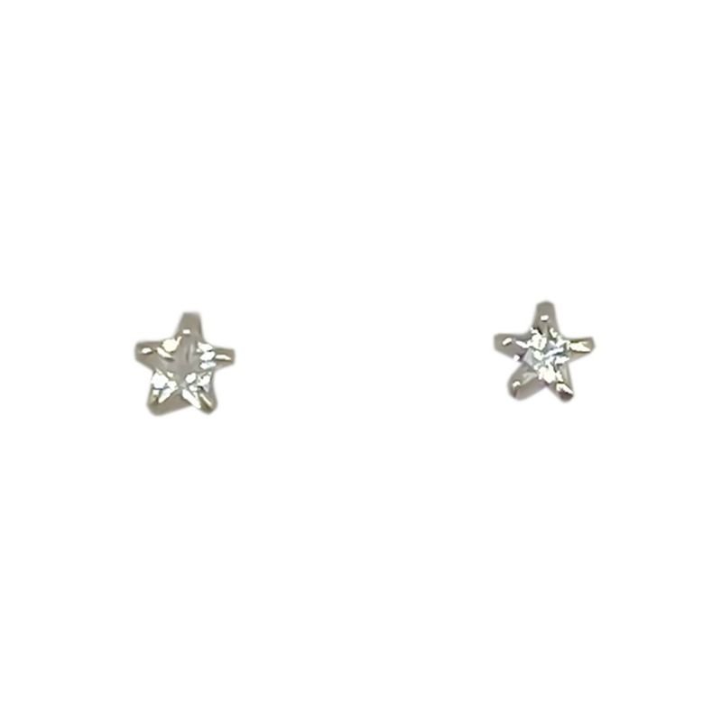ANDREA COGGIOLA JOYAS - Aros Mini Estrella Circón Blanco 3mm Plata Fina 925