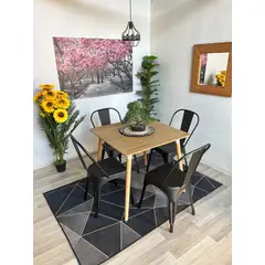 GENERICO - Comedor Montañita (Mesa 80X80 MELAMINA + 4 Sillas Tolix NEGRA)
