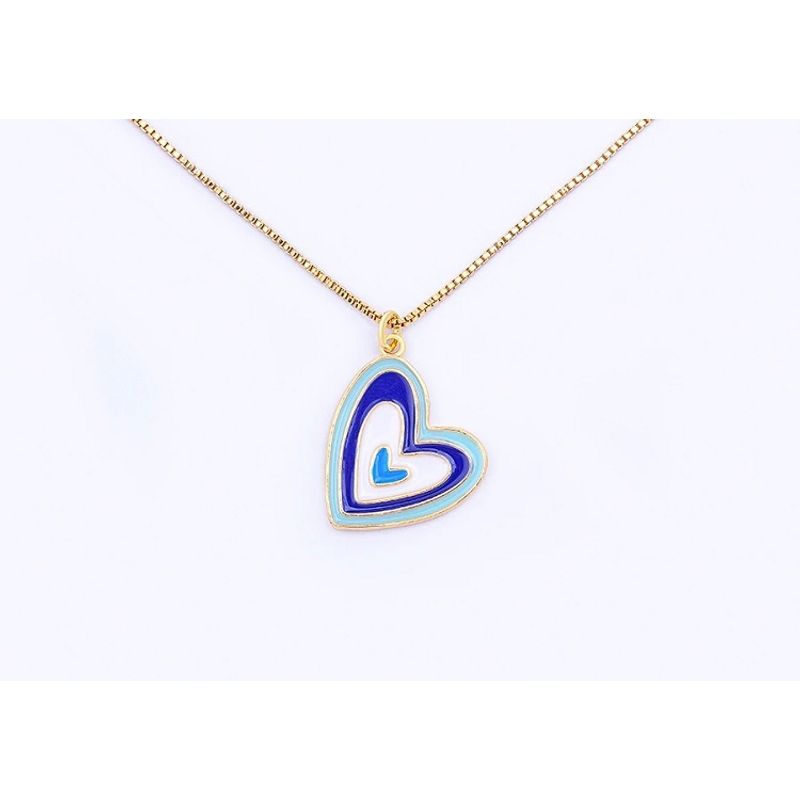 GENERICO - Collar Corazón Arcoíris Baño de Oro 18k