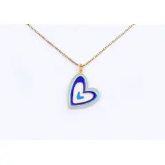GENERICO - Collar Corazón Arcoíris Baño de Oro 18k