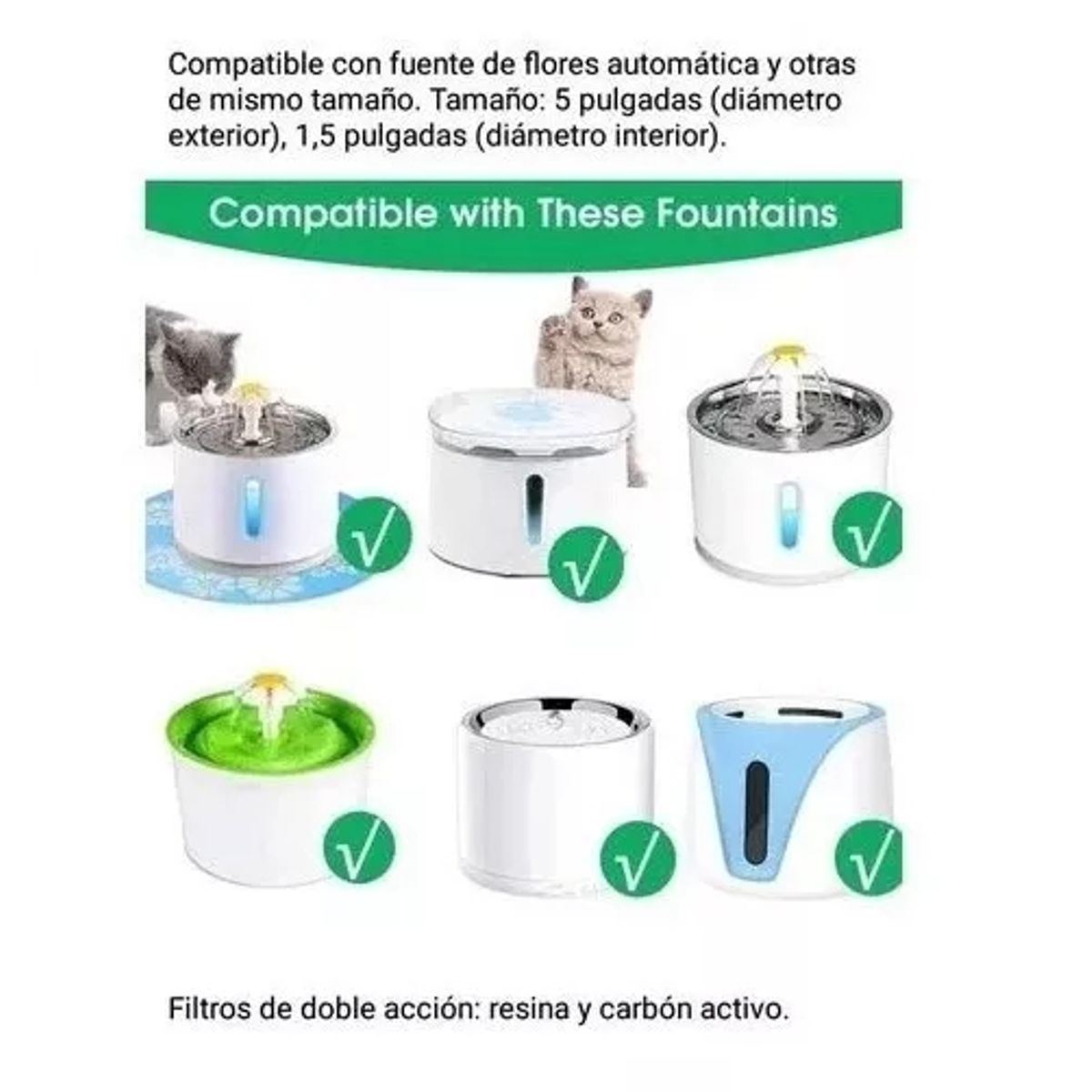 GENERICO - 4 Filtros De Agua Para Bebedero Eléctrico Gato Perro