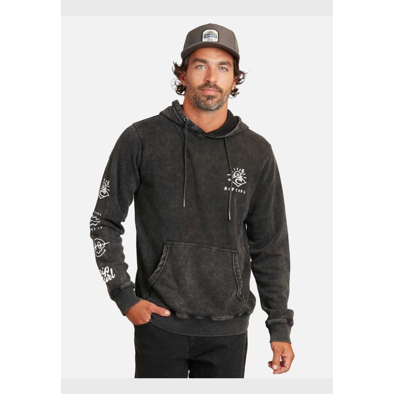 RIP CURL - Poleron Movement Kanguroo Negro Hombre Ripcurl