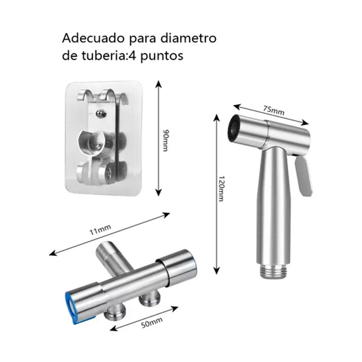 GENERICO - Juego Completo Llave Bidet Ducha Arabe Para Wc