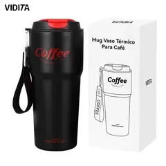 REBONEC - Mug Termo Botella Vaso Termico Cafe Acero Inoxidable 620ml Negro