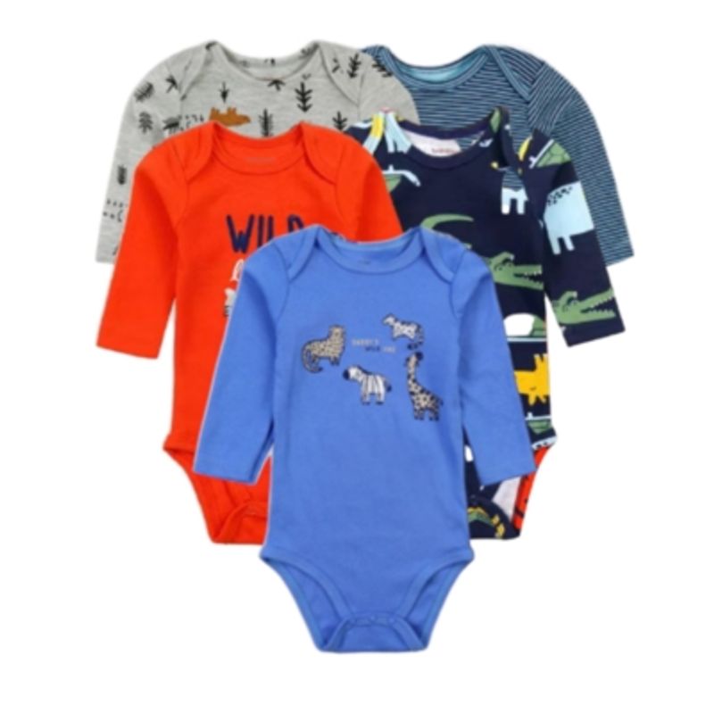 TEDMIMAK - Pack 5 Bodies Manga Larga Tedmimak 100% Algodón Niño Surtido