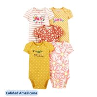 Pack 5 Bodies Niña Algodón Manga Corta Surtido