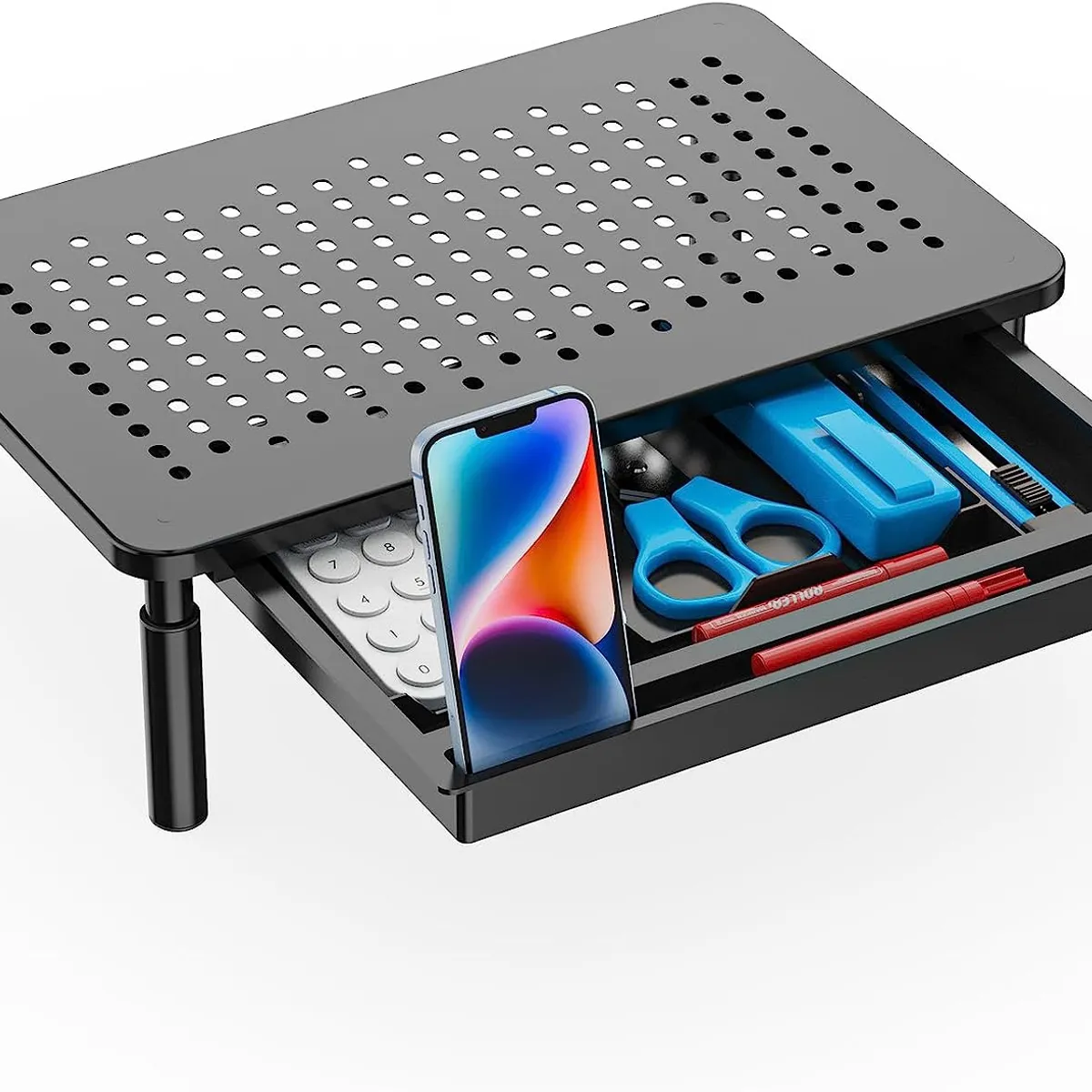 TNAKIEX - Base Monitor Soporte 3alturas Notebook Pc Impresora Con Cajó