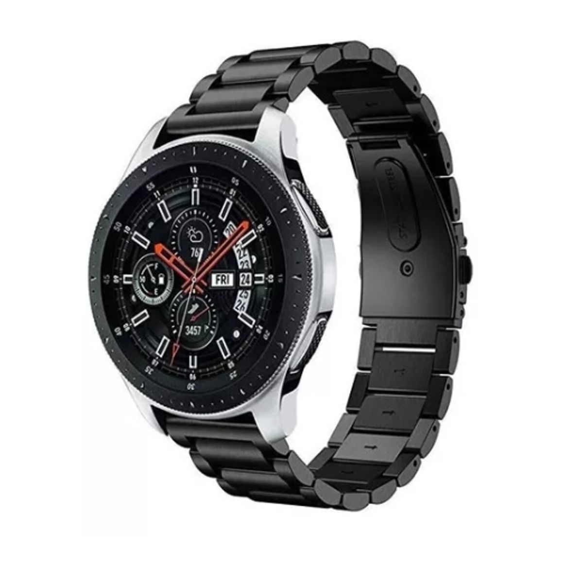 GENERICO - Correa Metálica Acero Inoxidable Para Samsunghuaweigt2 22mm-NEGRO