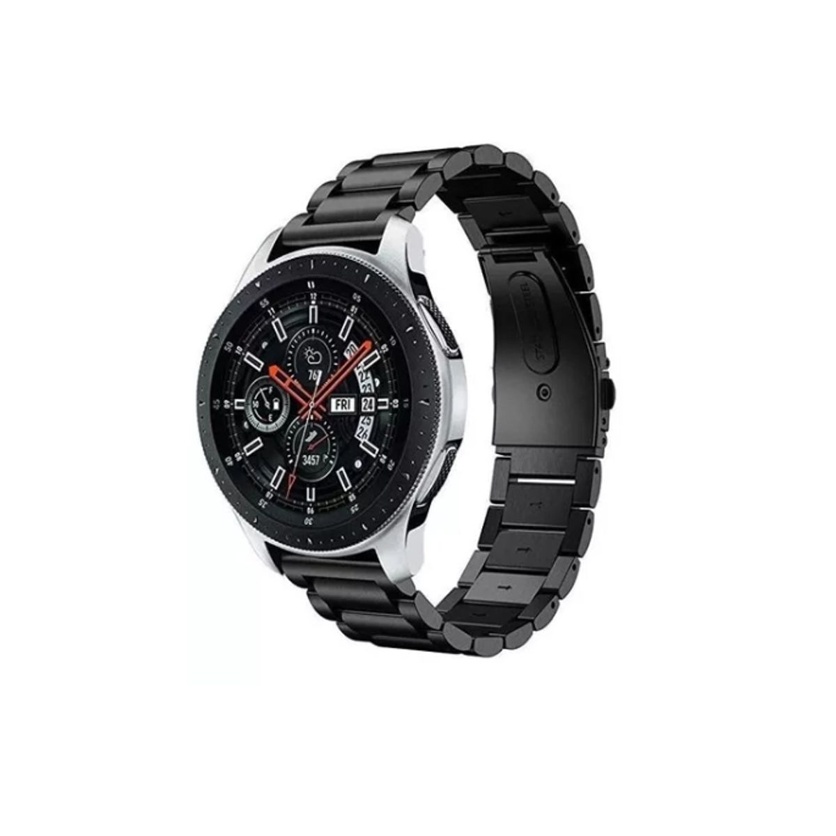 GENERICO - Correa Metálica Acero Inoxidable Para Samsunghuaweigt2 22mm-NEGRO