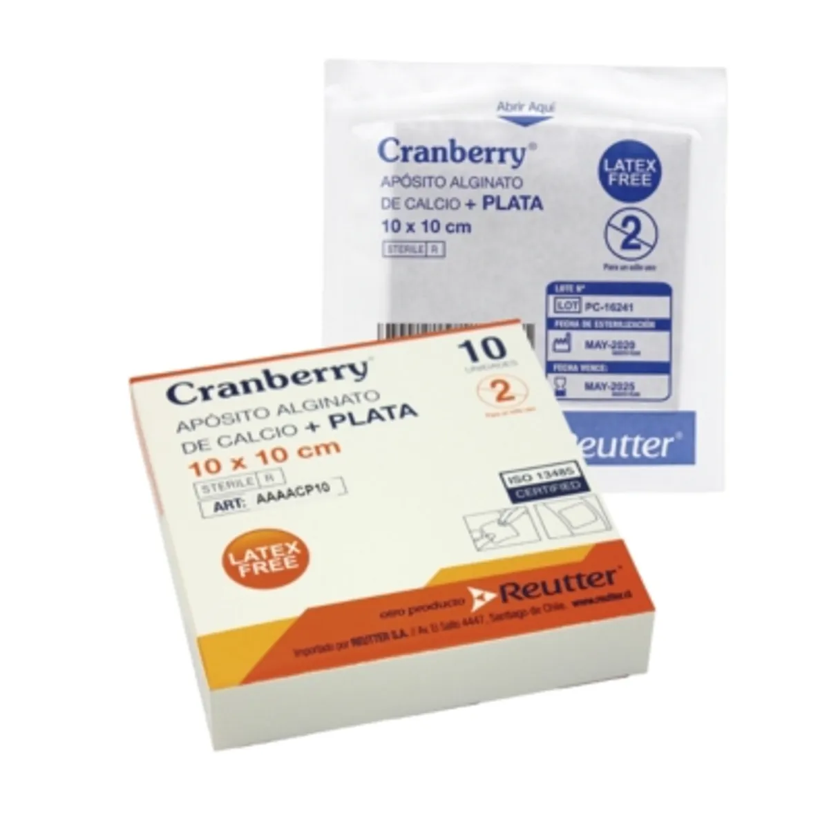 CRANBERRY - Apósito Alginato Calcio Y Plata 10x10 Cranberry 10 Unidades