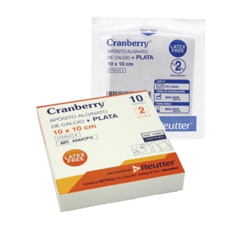 CRANBERRY - Apósito Alginato Calcio Y Plata 10x10 Cranberry 10 Unidades