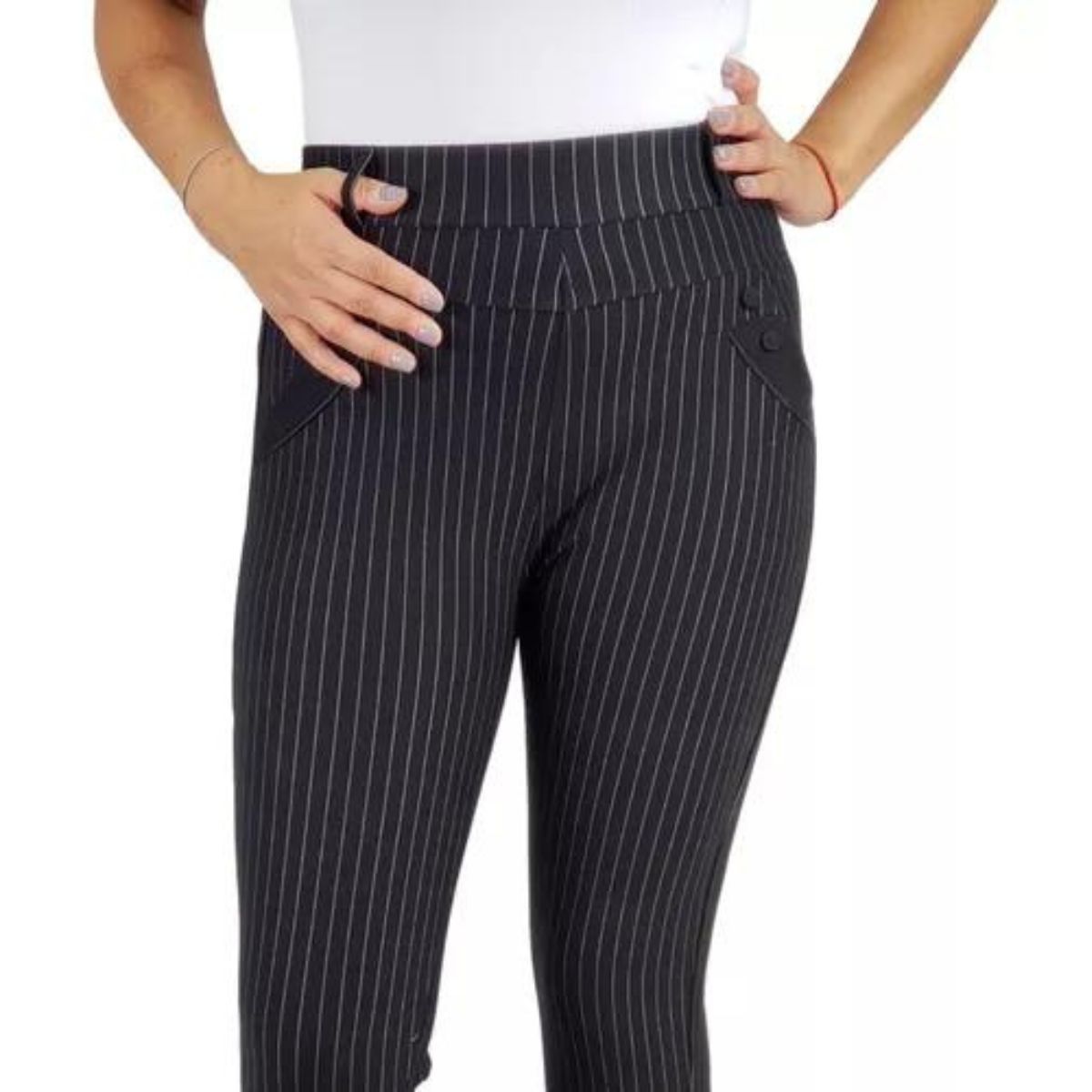 LOOK SHOP - Pantalón Vestir Mujer Formal, Elasticado Lineas. Premium 336