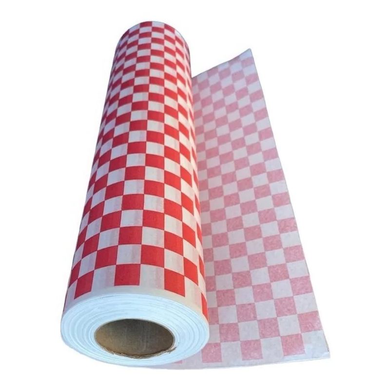 GENERICO - Rollo de Papel Antigrasa 37,5 x 100m Cuadros Rojos