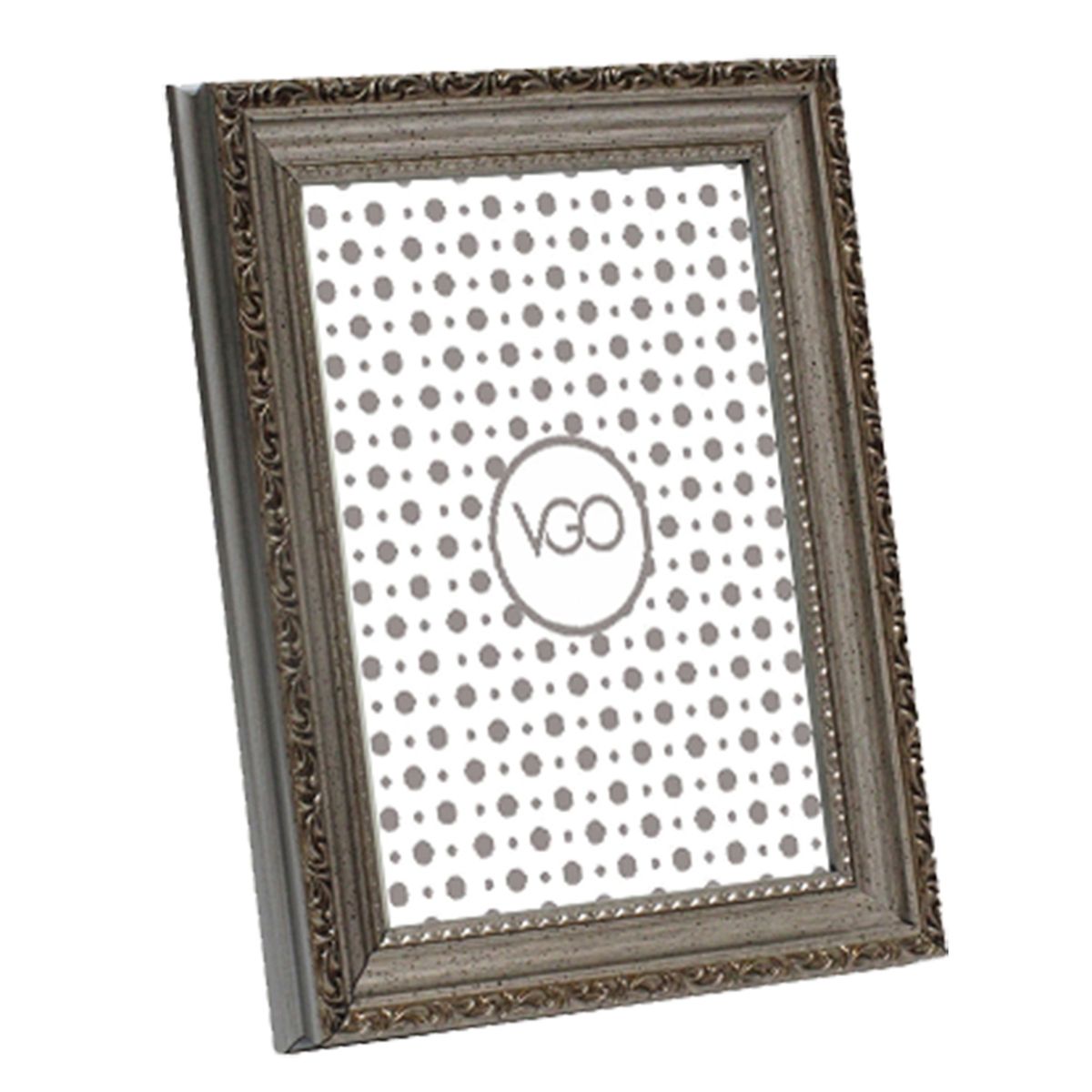 VGO - Marco 20X30 Plastico Antique Brilloso plateado