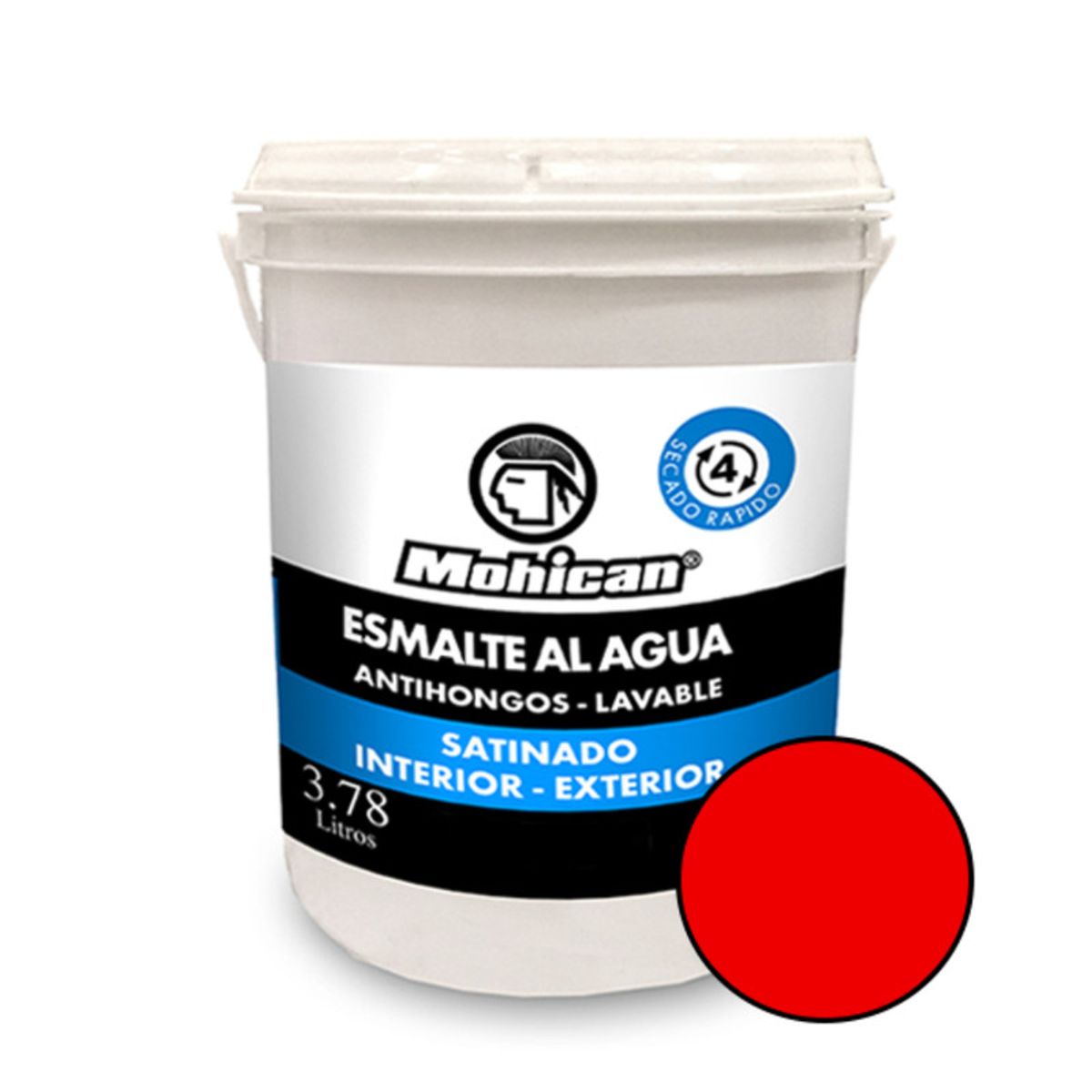 MOHICAN - ESMALTE AL AGUA ANTIHONGOS SATINADO 1 GALON ROJO MANDARIN