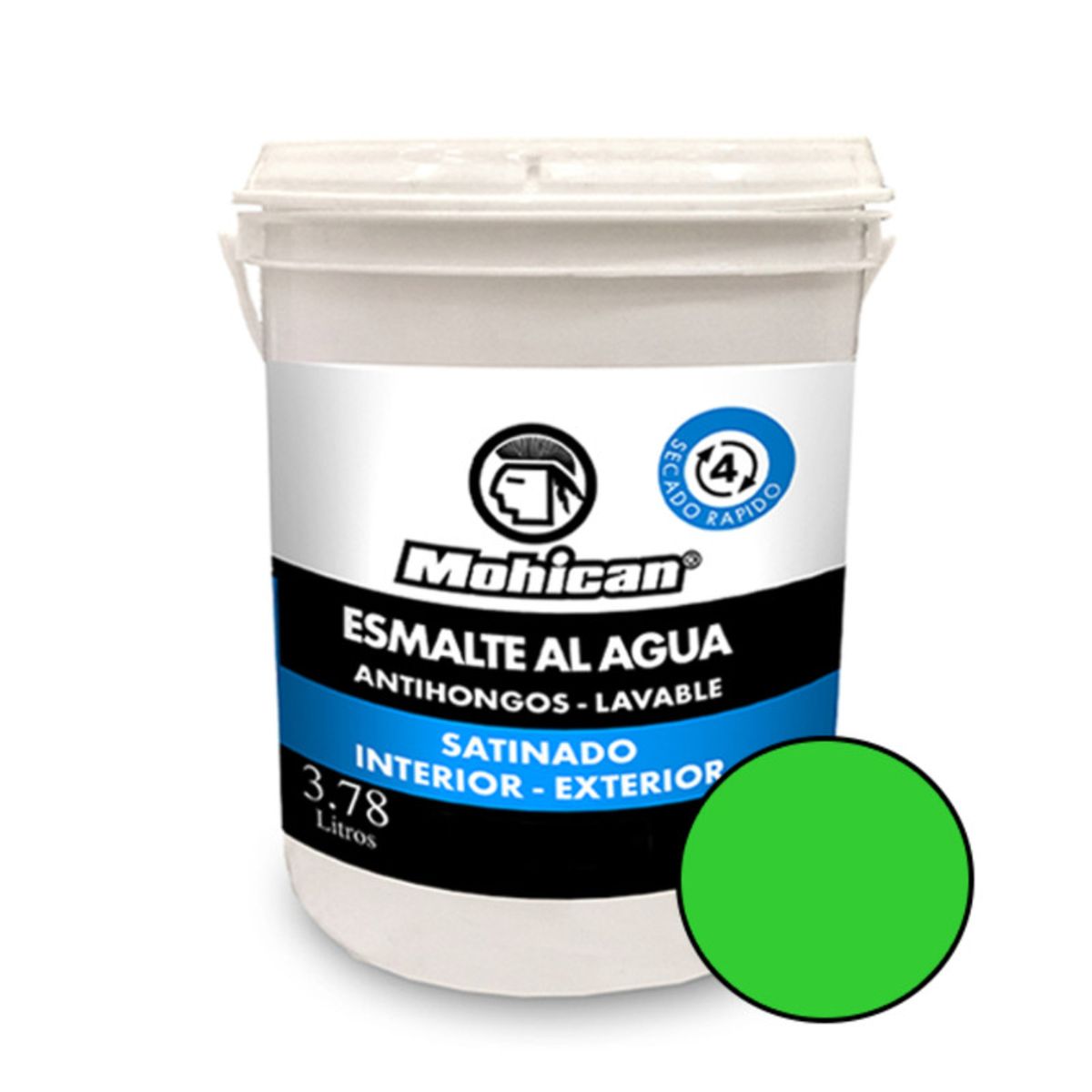 MOHICAN - ESMALTE AL AGUA ANTIHONGOS SATINADO 1 GALON VERDE MANZANA