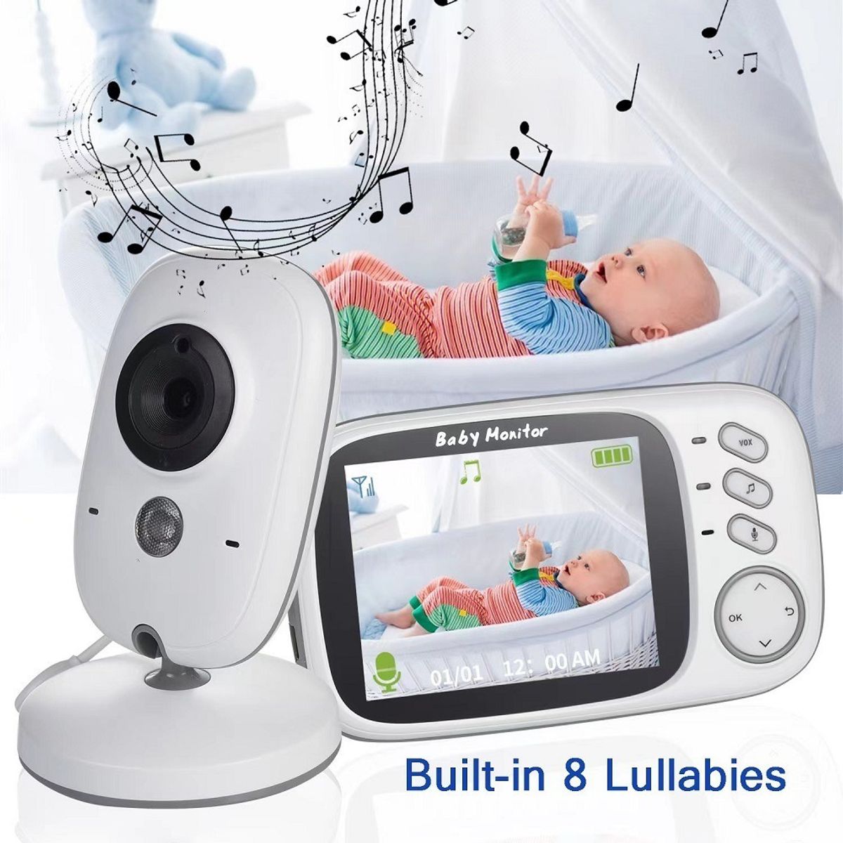 U BUY - Cámara Baby Monitor Bebes Micrófono Visión Nocturna 3.2 Pulg