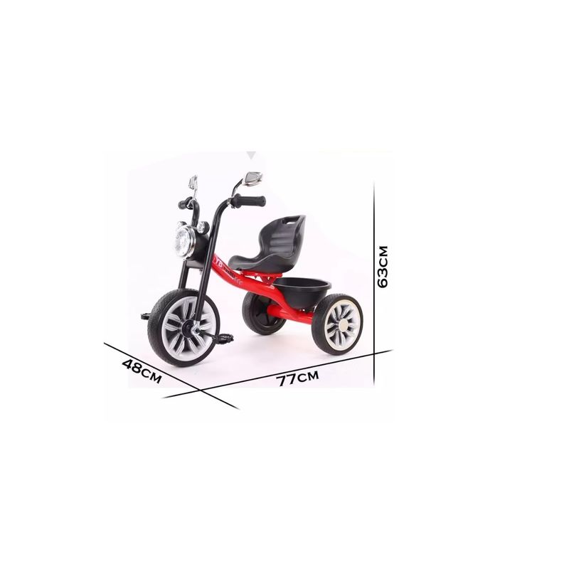 GENERICO - Triciclo Metálico Infantil Moto Styl Rojo