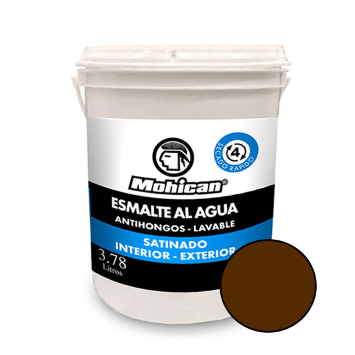 MOHICAN - ESMALTE AL AGUA ANTIHONGOS SATINADO 1 GALON CAFE OSCURO