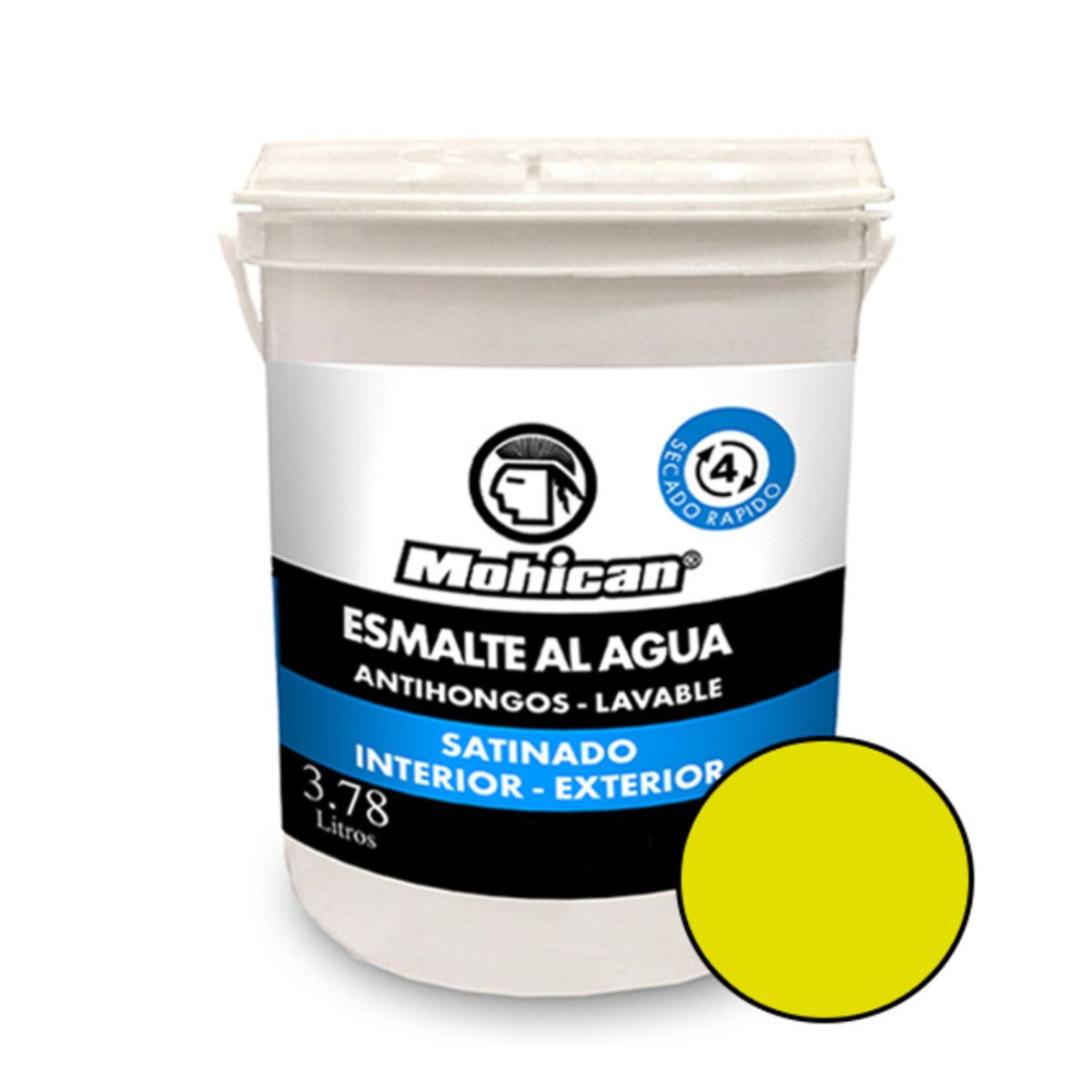 MOHICAN - ESMALTE AL AGUA ANTIHONGOS SATINADO 1 GALON AMARILLO