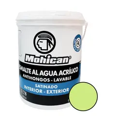 MOHICAN - ESMALTE AL AGUA ANTIHONGOS SATINADO 1 GALON VERDE LIMON