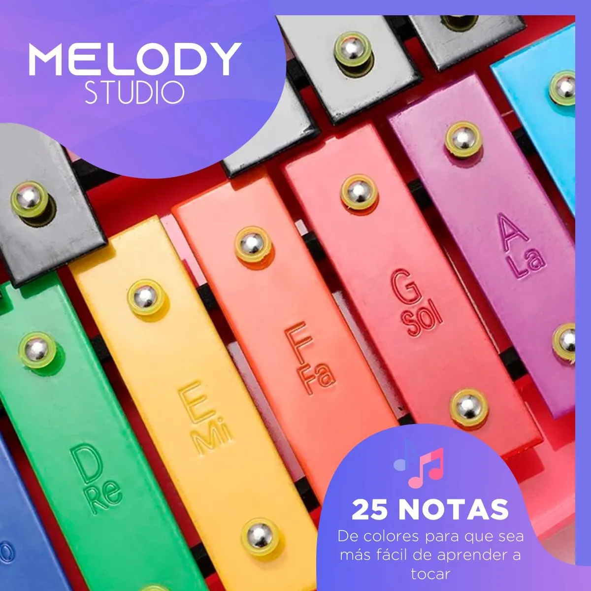 LINKON - Metalofono Xilofono 25 Notas de Colores Melody con Maleta