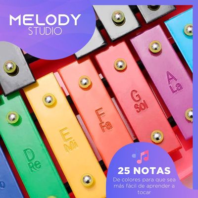 Imagen 2 del producto Metalofono Xilofono 25 Notas de Colores Melody con Maleta