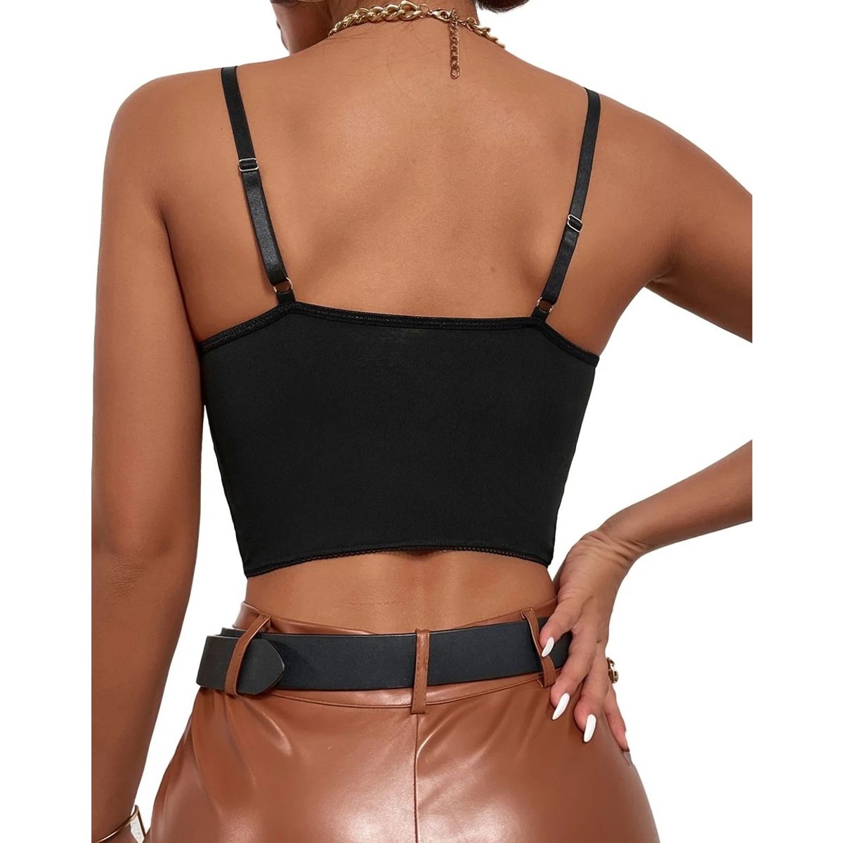 GARSIL - Crop Top Para Mujer Con Tirantes - Polera Encaje