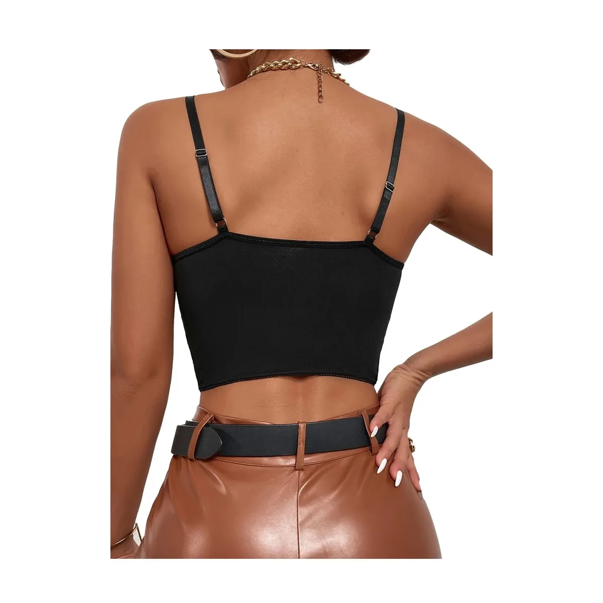 GARSIL - Crop Top Para Mujer Con Tirantes - Polera Encaje