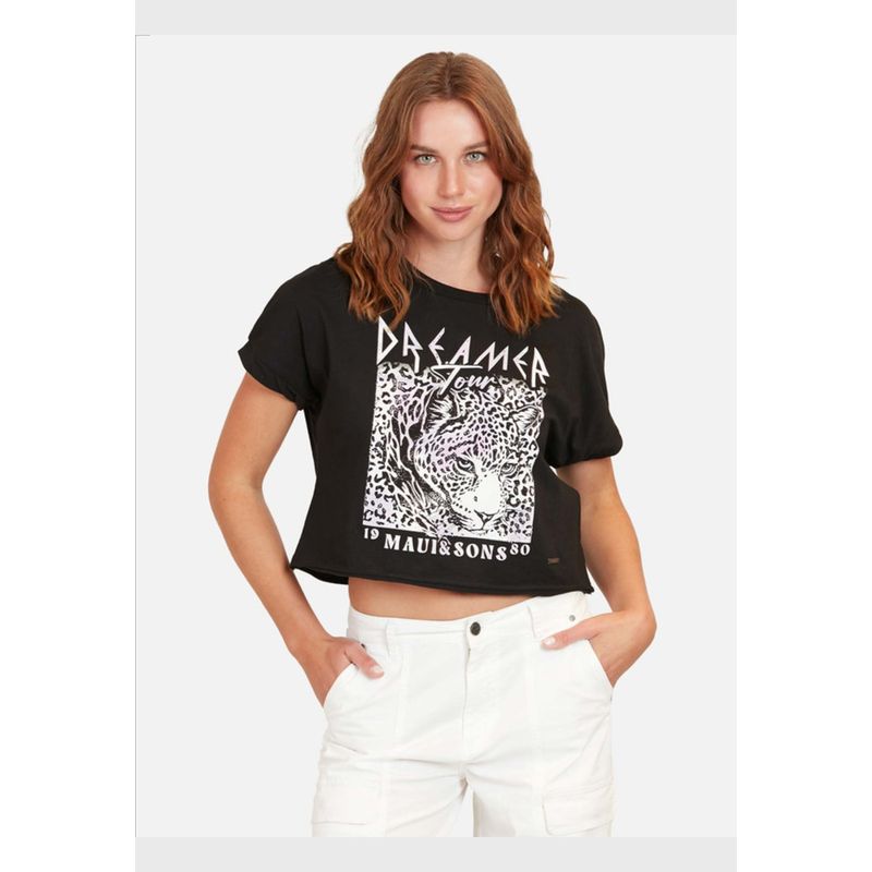 MAUI AND SONS - Polera Azy Tiger Mujer Negro 