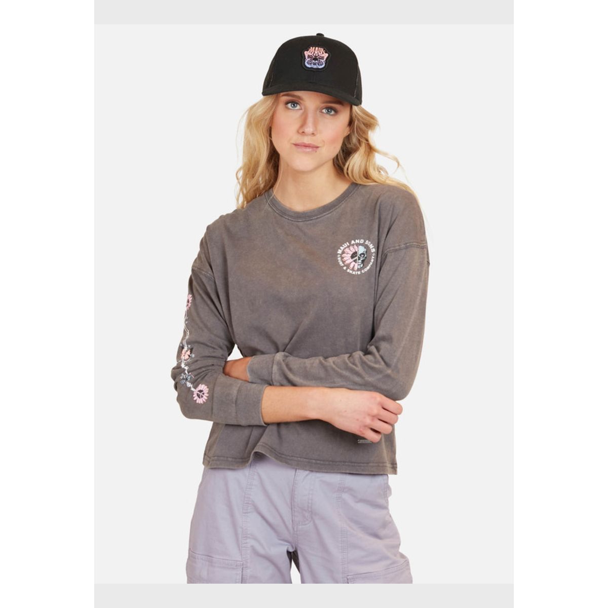 MAUI AND SONS - Polera Tdr Skull Mujer Gris 