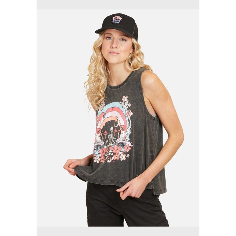 MAUI AND SONS - Polera Rainbow Skull Mujer Negro