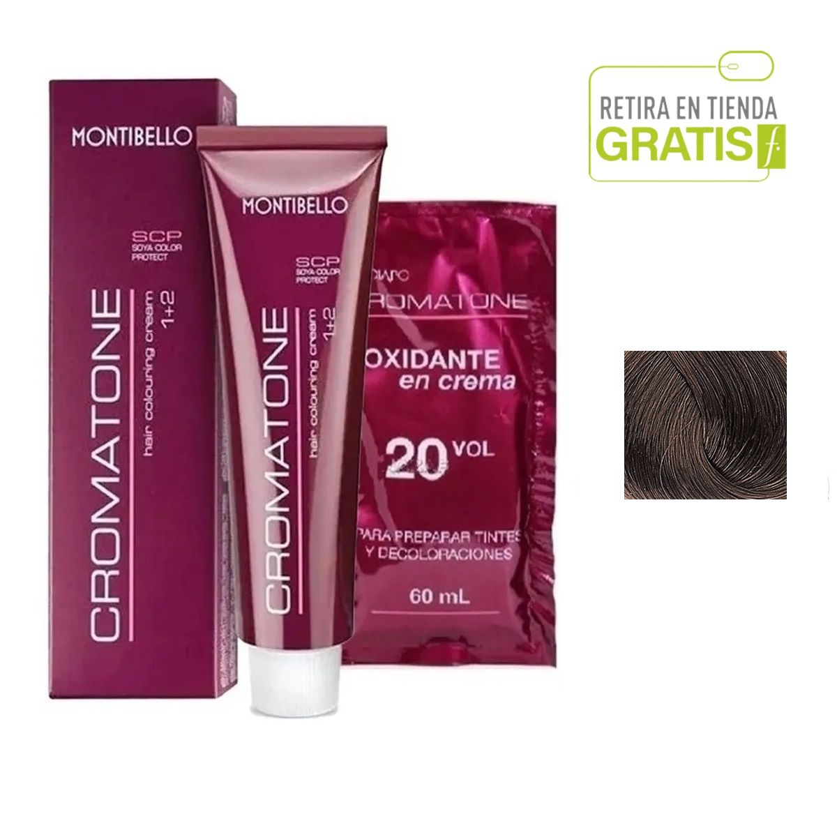 MONTIBELLO - Tintura Permanente Cromatone 7.36 Rubio Dorado Marrón+  Oxidante